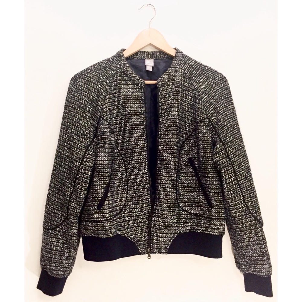 JCP Navy Tweed Bomber Jacket